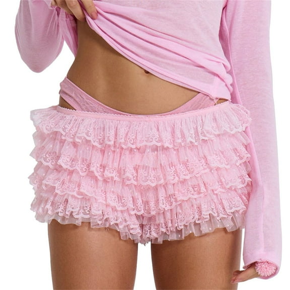 Bloomers for Women! Audhol Ladies Lolita Cute Ruffles Similar To Skirts Ruffle Shorts Pink M