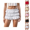 thumbnail image 1 of Bloomers for Women Y2k Cute Lace Bloomer Elastic Low Waist Tiered Ruffle Mini Skirt Shorts, 1 of 5