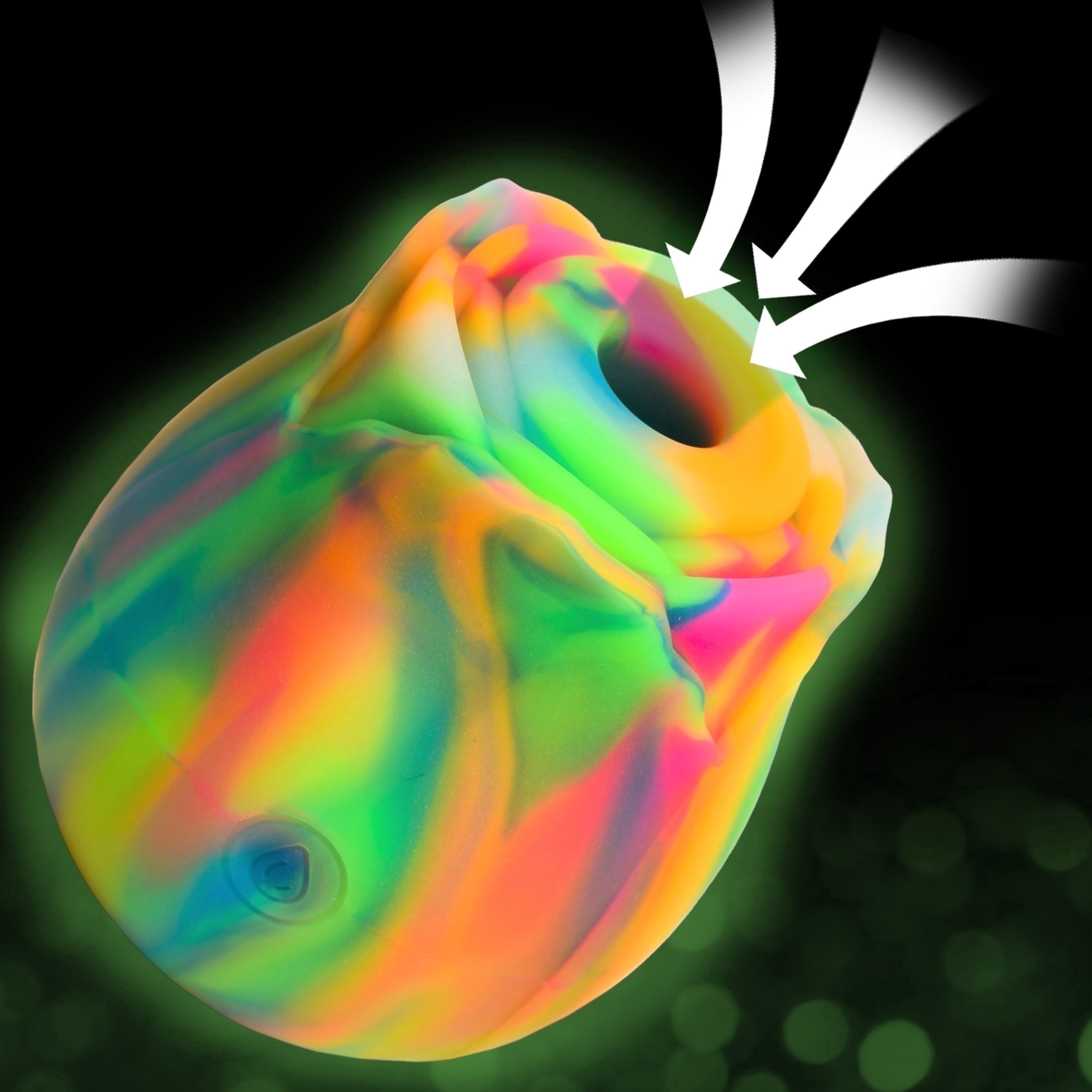 Bloomgasm Glow Rose Glow in the Dark Rose Suction Vibrator, Rainbow