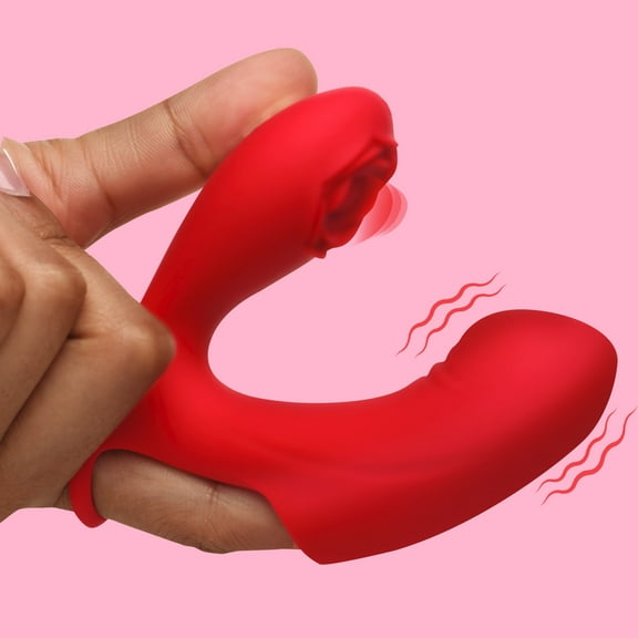 Bloomgasm Rose Touch Pulsing Rechargeable Silicone Finger Vibrator, Red
