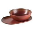 thumbnail image 1 of Bloomhouse Palermo Sun 2 Piece Serving Bowl and Oval Platter Stoneware Reactive Glaze Serveware Set - Paprika Red, 1 of 5