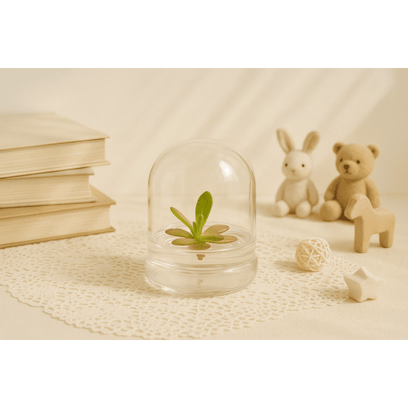 Bloomify Live Pinguicula Fumiko (Rosy-Lavender Mexican Butterwort Hybrid) in Glass Terrarium Zero-Care Carnivorous Plant, Natural Gnat Control, Pet-Safe Mini Terrarium Gift for Dreamy Plant Lovers