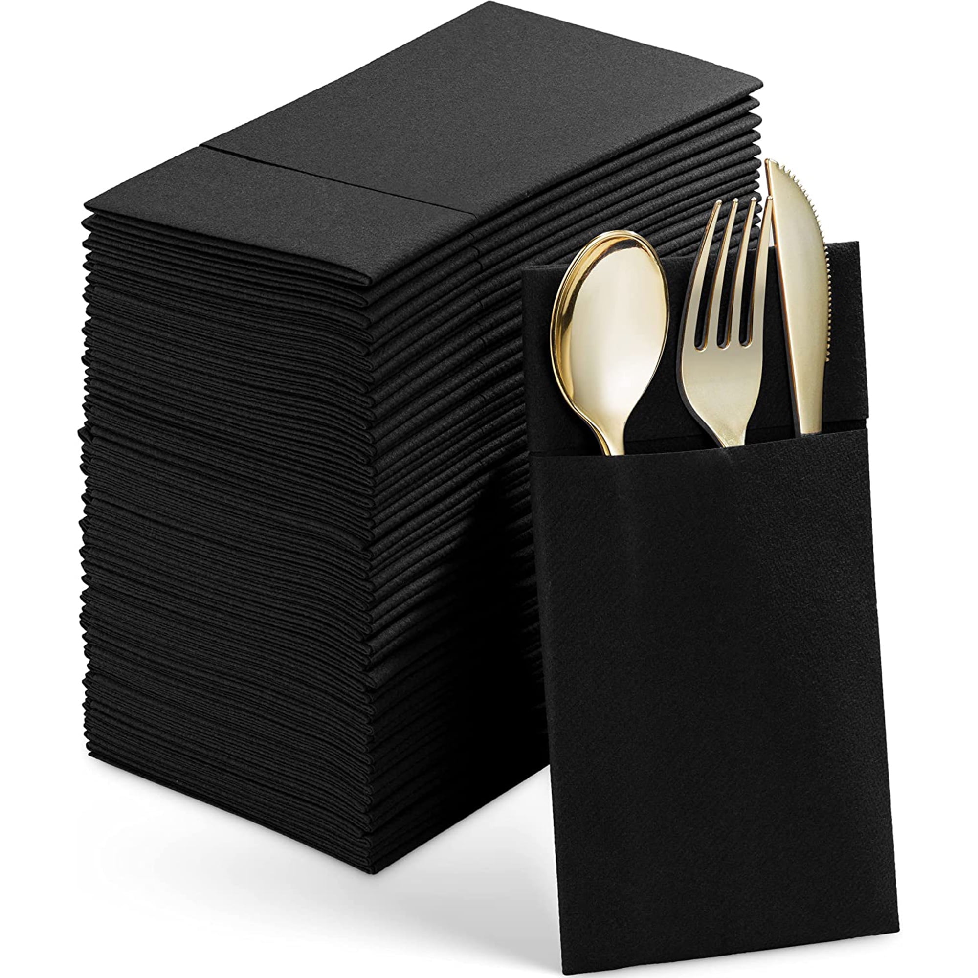 BloominGoods 50-Pack Black Disposable Dinner Napkins with