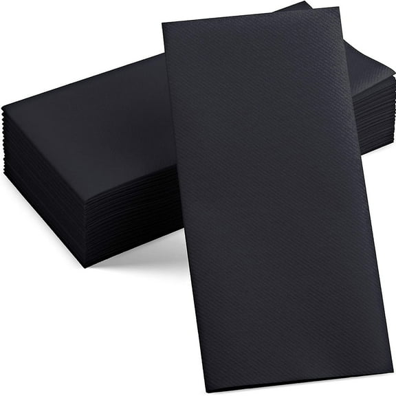 BloominGoods Disposable Cloth-Like Colored Paper Dinner Napkins, Black 100-Pack