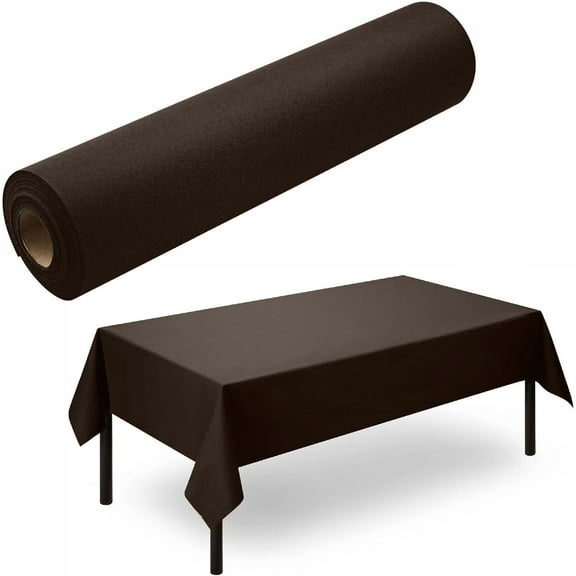 BloominGoods Disposable Tablecloth for Rectangle Table, Linen-Like Brown Paper Tablecover for Dining Table, Party, Wedding Or Event, 48" W x 80 ft L