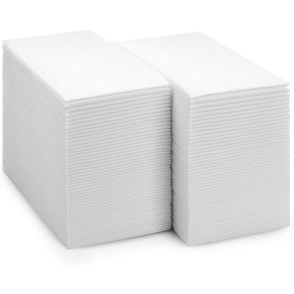 BloominGoods Linen-Feel Disposable Napkins Paper Guest Hand Towels, White 100-Pack