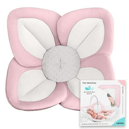 Blooming Bath Lotus Baby Bath Seat, Unisex, 0 to 6 Months, Pink/White/Gray with Snaps