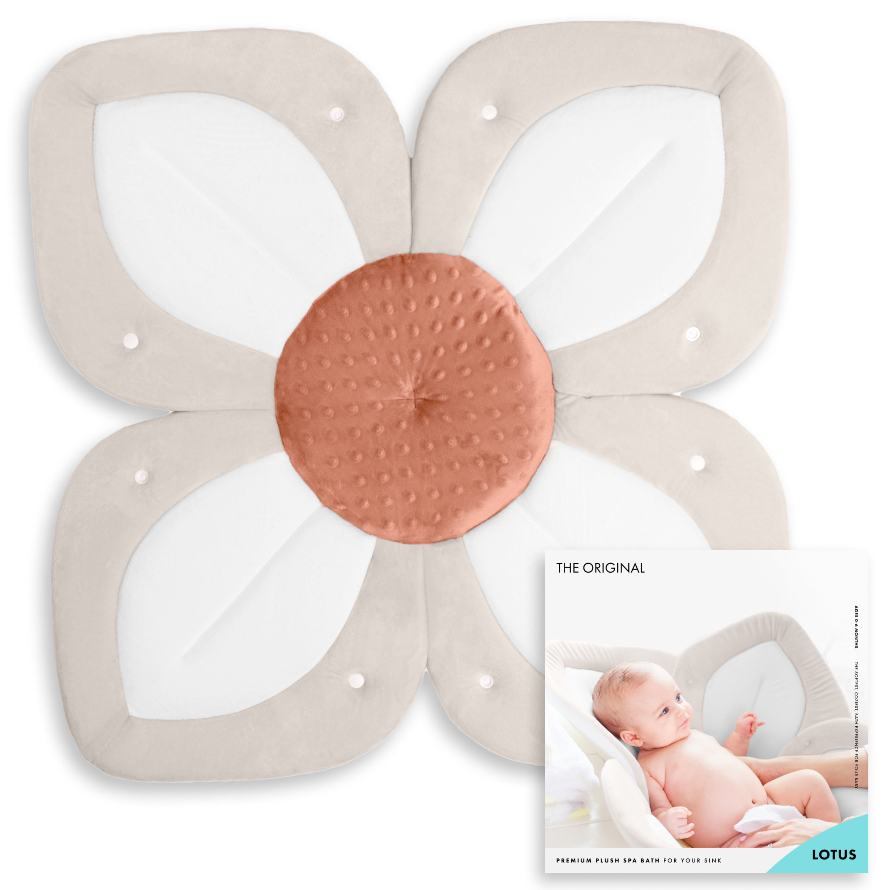 Blooming Bath Lotus Baby Bath Seat - Sink Baby Bath Insert, Cream/Clay ...