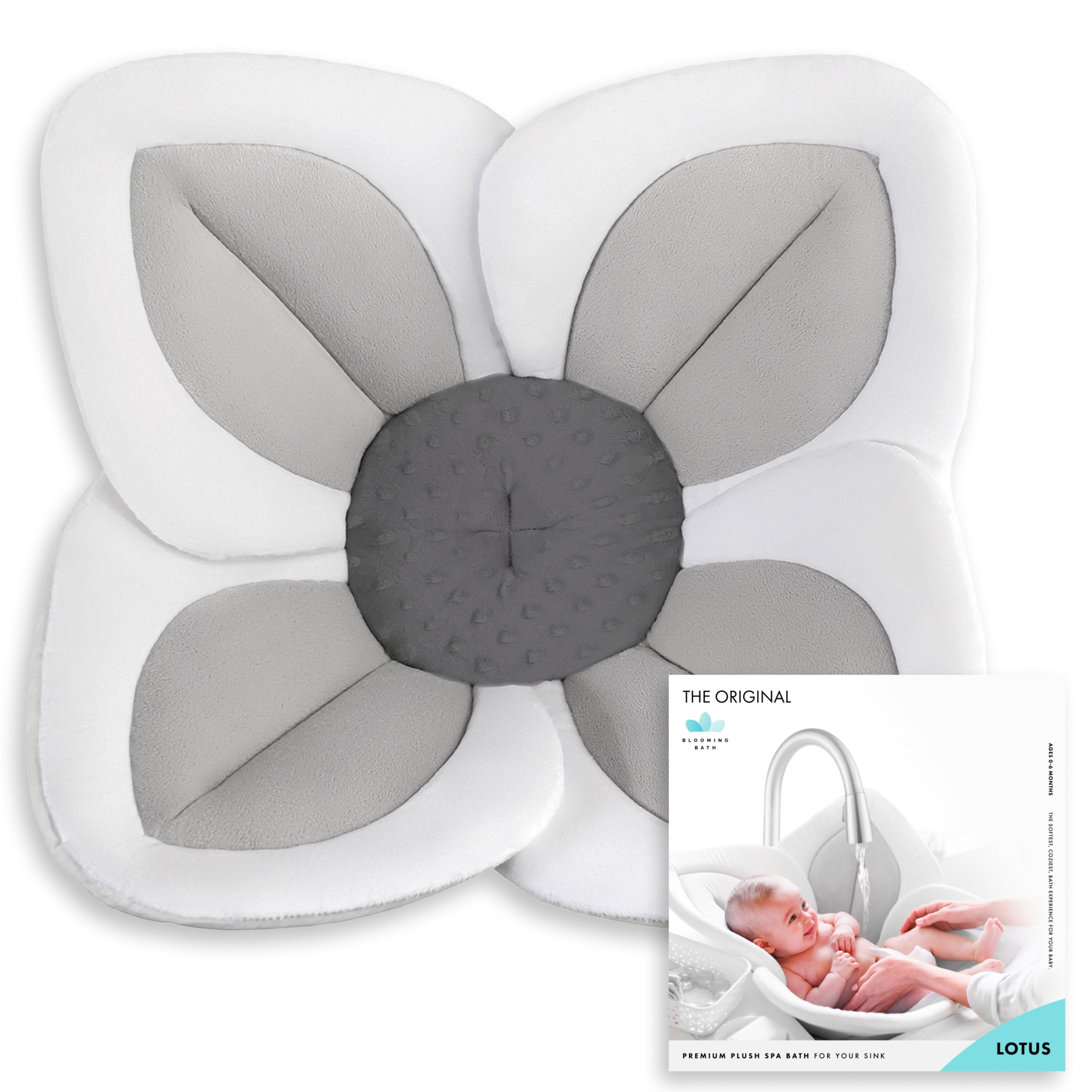 Blooming Bath Lotus Baby Bath Seat Sink Baby Bath Insert, Gray/Yellow