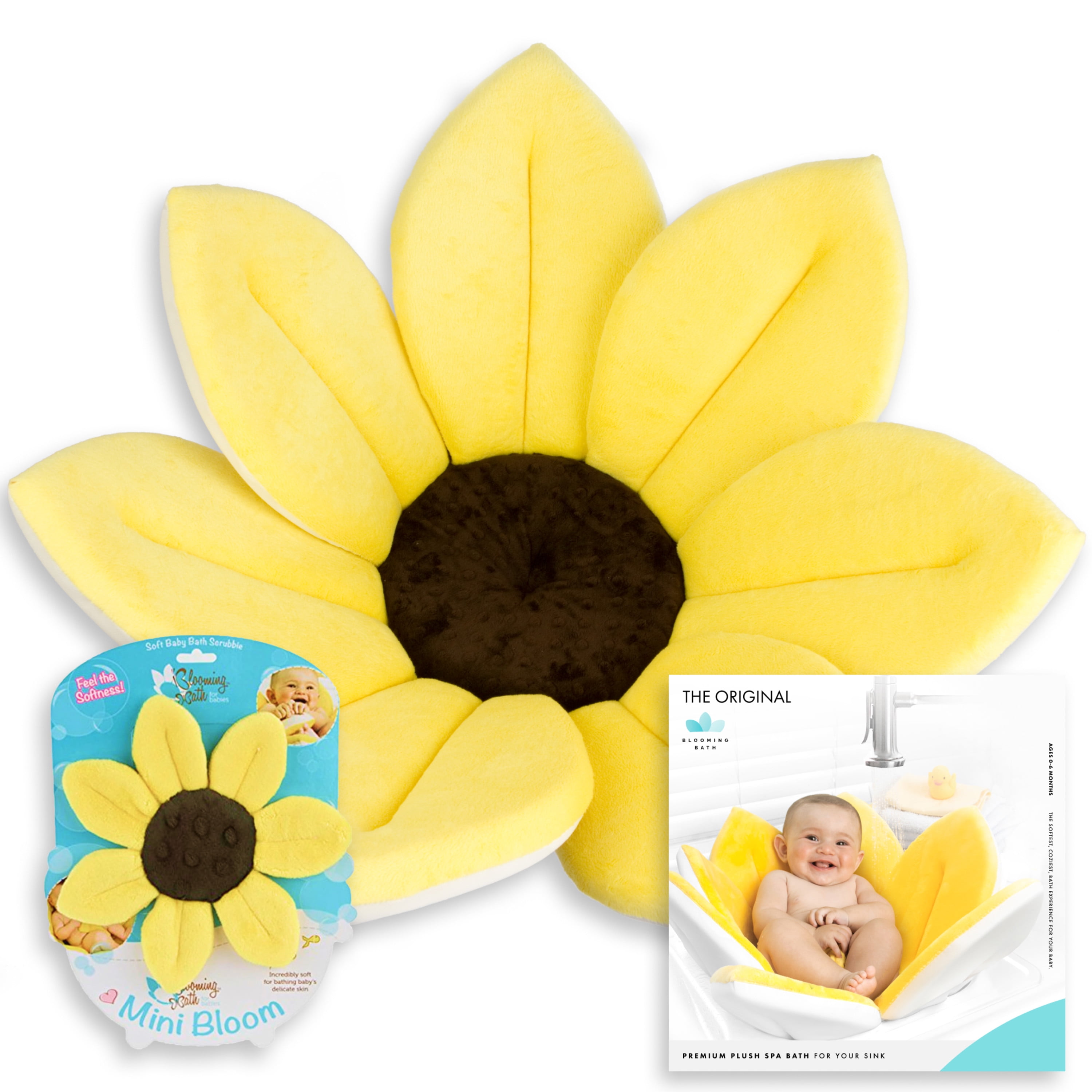 Blooming Bath Infant Bath Tub Cushion for Newborns, Yellow