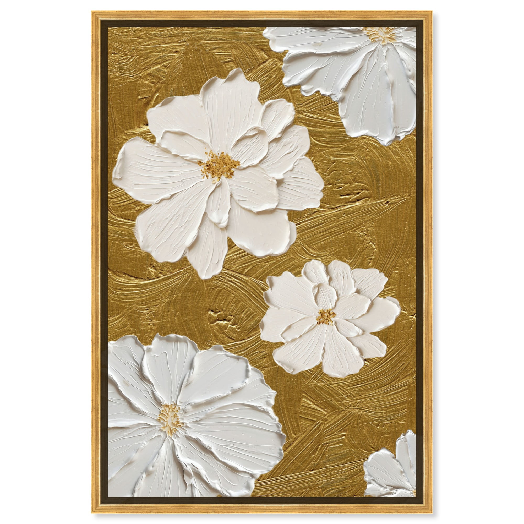 Blooming Bliss Gold Canvas Elegant Floral Wall Art by Art Remedy, Gold ...