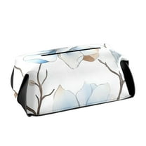 Blooming Blue Petals Tissue Box Cover Leather Square Rectangle Tissue Box Holder for Bathroom Living Room Desk Office Decor