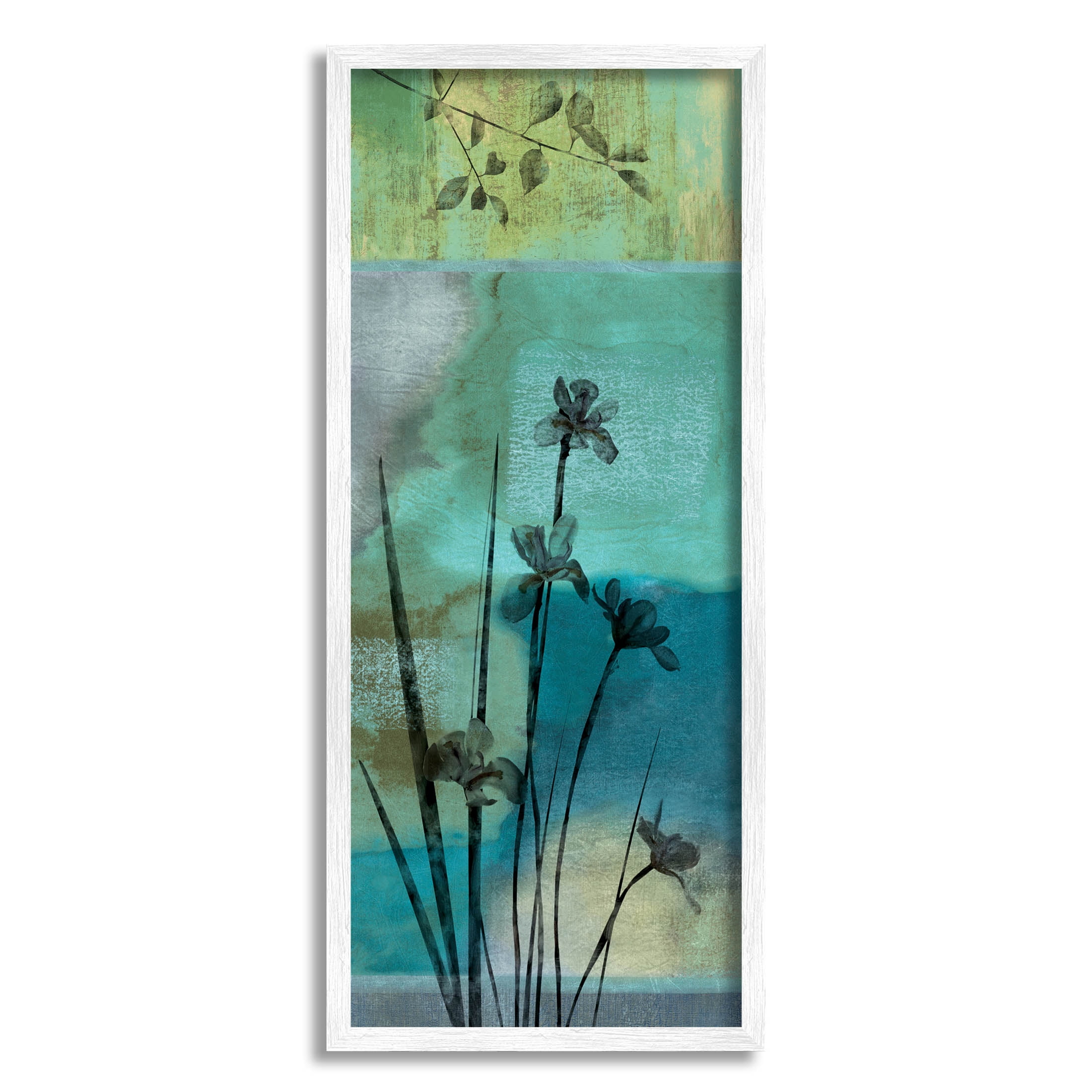 Blooming Botanical Layered Silhouettes Botanical & Floral Graphic Art White Framed Art Print Wall Art