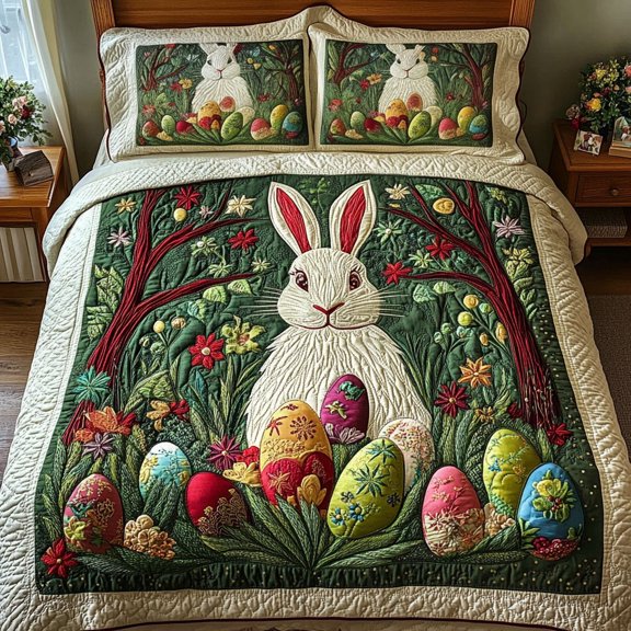 Blooming Bunny 3-Piece Quilted Bedding Set