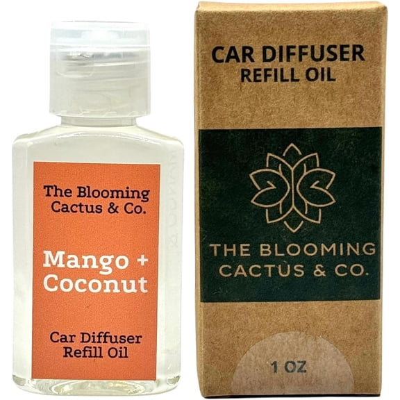 The Blooming Cactus & Co. - Car Air Freshener Refill Oil - Car Diffuser Refill - Fragrance Oil Diffuser Refill - Reed Diffuser Refill 30 gram | Mango & Coconut