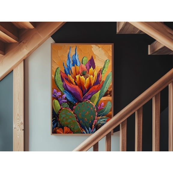 Blooming Cactus : Vivid Southwest Desert Art Unframed Paper Print