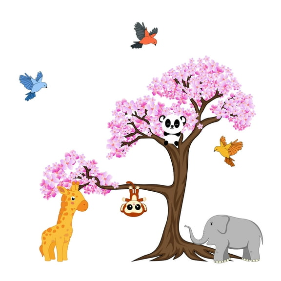 Blooming Cherry Blossom Vinyl Wall Sticker – Vinyl Made Decal for home Decoration in Nursey room, Baby room, Bedroom and Living room, Wall Mural to Transform a Room with a New Look -Size: 10" x 10".