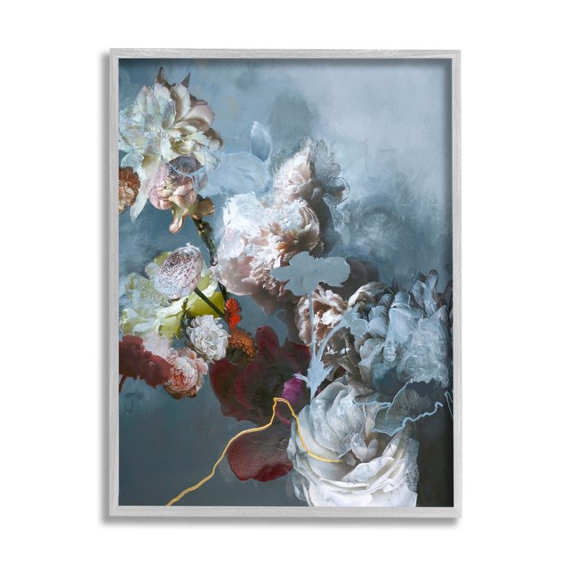Blooming Contemporary Florals Abstract Graphic Art Gray Framed Art