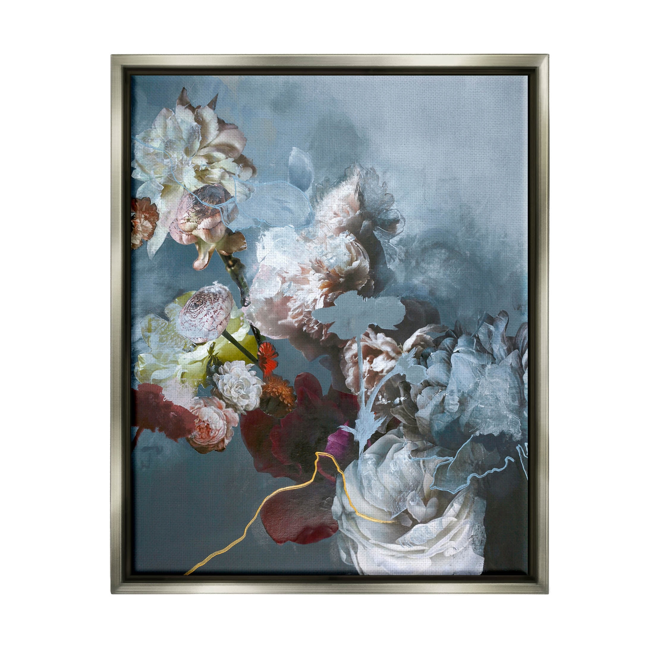 Blooming Contemporary Florals Abstract Graphic Art Luster Gray Framed Art Print Wall Art