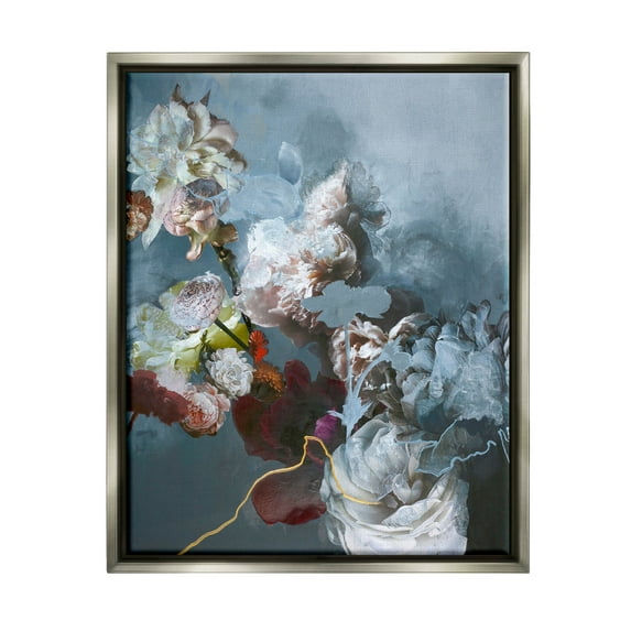 Blooming Contemporary Florals Abstract Graphic Art Luster Gray Framed Art Print Wall Art