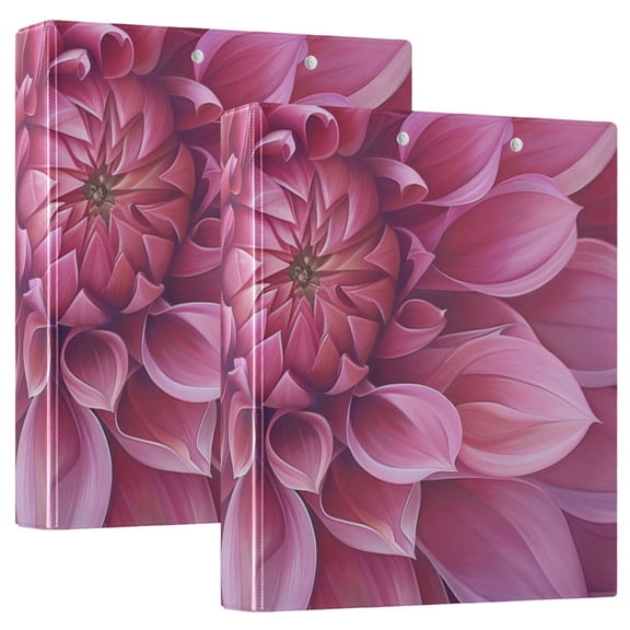 Blooming Dahlia Round Ring Binder 3 Rings 1.5" Capacity File Storage for A4 Size 1 Pack
