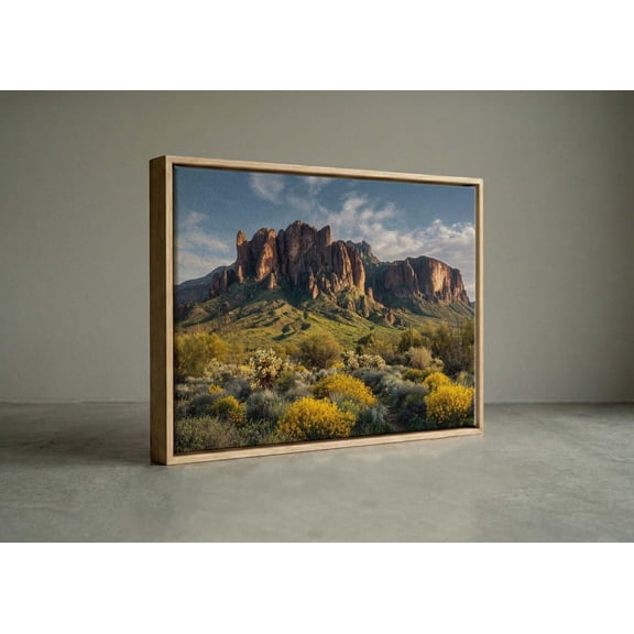 Blooming Desert Wildflowers Superstition Mountains Spring Nature Portrait Decor Unframed Paper Print