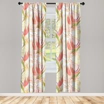 Blooming Floral Window Curtains, Watercolor Style Illustration of Flowers with Leafy Ornaments, Lightweight Decor 2-Panel Set with Rod Pocket, Pair of - 28"x63", Dark Coral Fern Green, by Ambesonne