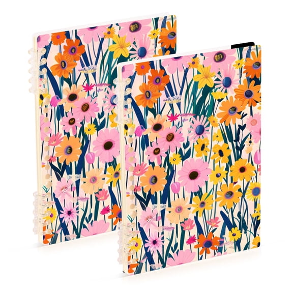 Blooming Flower Field Notebook Detachable Coil Notebook Diary Plan Book A5 Size 60 Pages 1 Pack