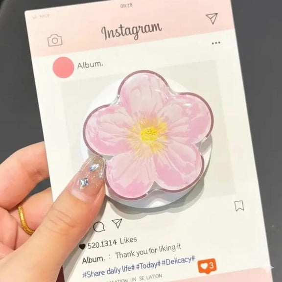 Blooming Flower Phone Grip: Girly Acrylic Blossom Holder (Spring Accessory)