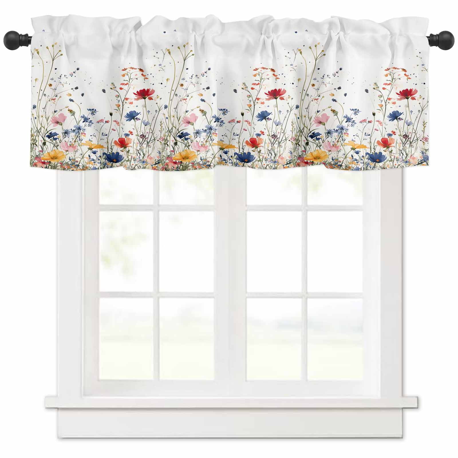Blooming Flower Valances for Windows Farmhouse Kitchen Curtains