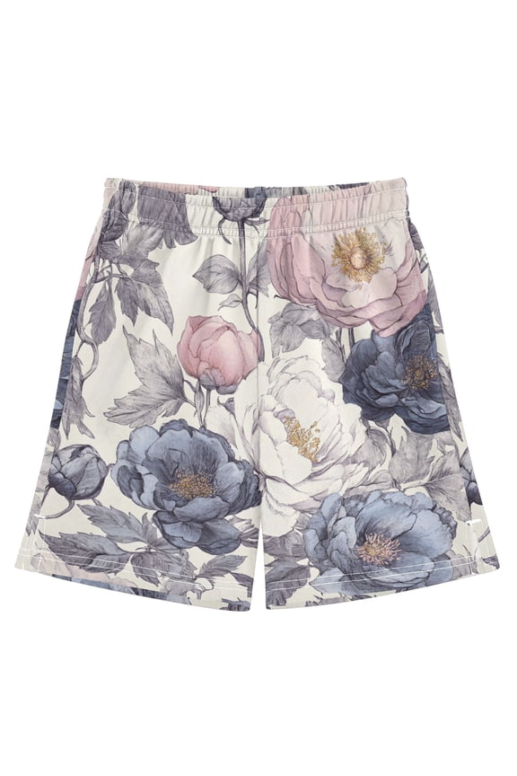 Blooming Flowers Athletic Shorts Breathable with Comfort Fit Drawstring Casual Sweatshorts Small