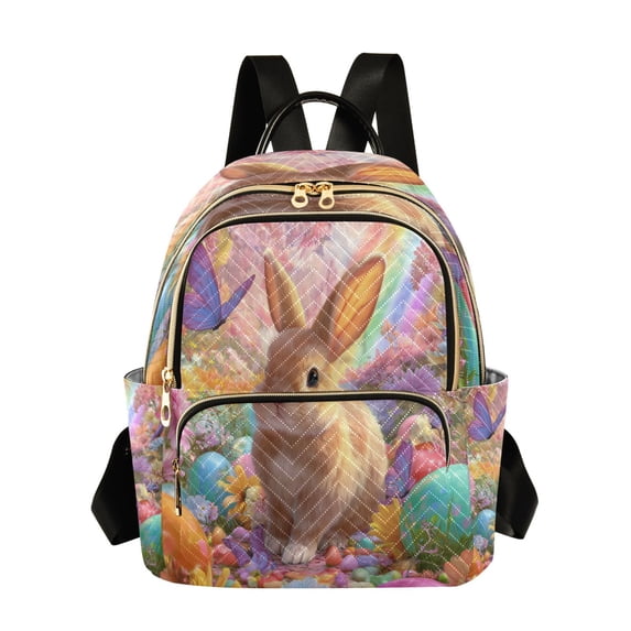 Blooming Flowers Easter Eggs Rabbit Butterflies Quilted Backpack ...