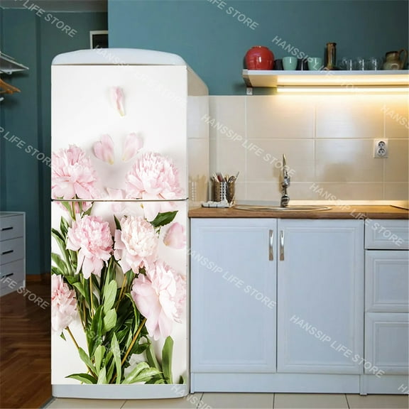 Blooming Flowers Fridge Art Mural Sticker Peel and Stick Home ration Wallpaper Kitchen Refrigerator Cabinet Floral Poster