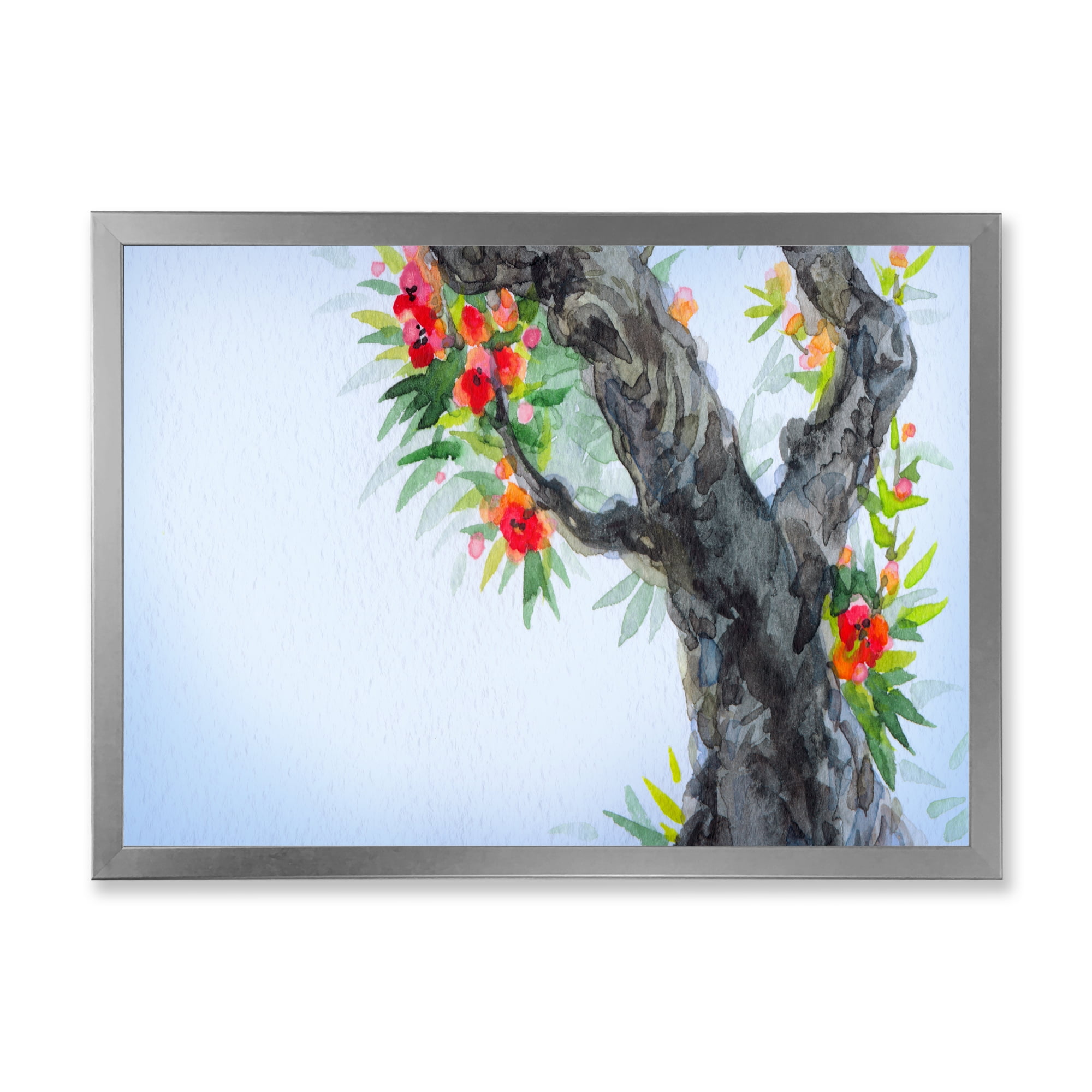 Blooming Flowers Of An Old Tree In Spring I 40 in x 30 in Framed Painting Canvas Art Print, by Designart