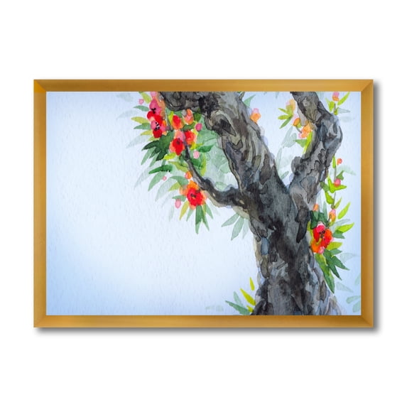 Blooming Flowers Of An Old Tree In Spring I 40 in x 30 in Framed Painting Canvas Art Print, by Designart