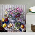 thumbnail image 1 of Blooming Flowers Pattern Shower Curtains Bathroom Curtains Frabic Waterproof Oil Painting Bath Curtain with Shower Curtain, 1 of 5