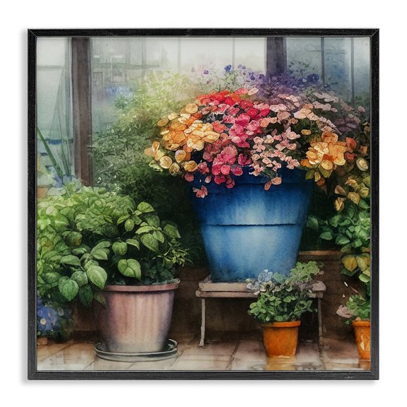 Stupell Industries French Country Blooming Flowers Vivid Garden Black Framed Giclee Art, 12 x 12, by Alpenglow Workshop