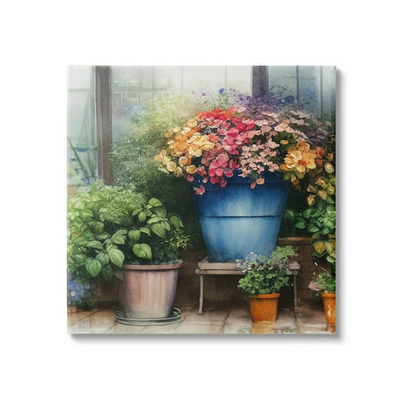 Blooming Flowers Vivid Garden Botanical & Floral Painting Gallery Wrapped Canvas Print Wall Art