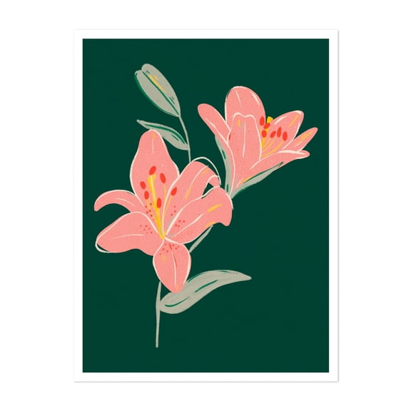 Blooming Grace - Digital Art Floral Flowers Botanical Illustration Nature Pastel Modern Art Unframed Wall Art Print 5 x 7 inches