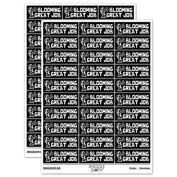 Blooming Great Job Gardener Plant Teacher Student School Sticker Set - Black - Gloss Finish - 1.75" Medium