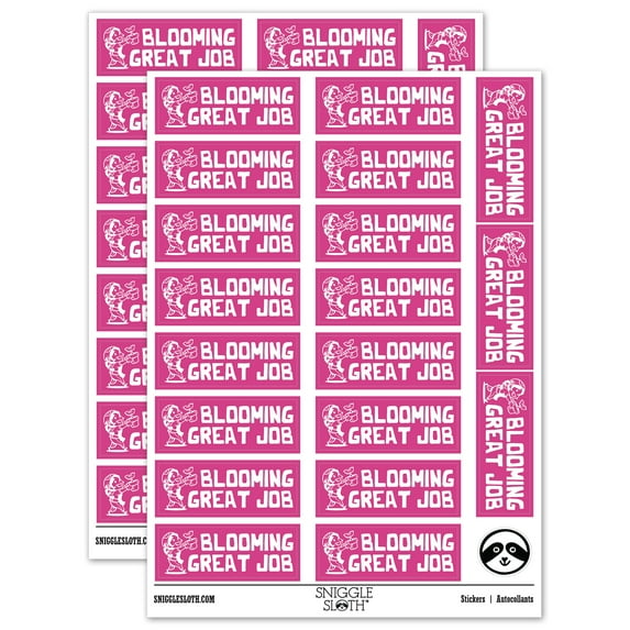 Blooming Great Job Gardener Plant Teacher Student School Sticker Set - Hot Pink - Matte Finish - 2.00" Large