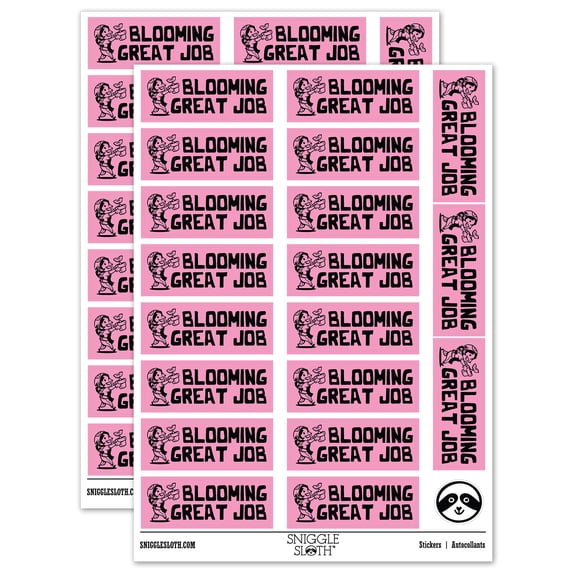 Blooming Great Job Gardener Plant Teacher Student School Sticker Set - Light Pink - Gloss Finish - 2.00" Large