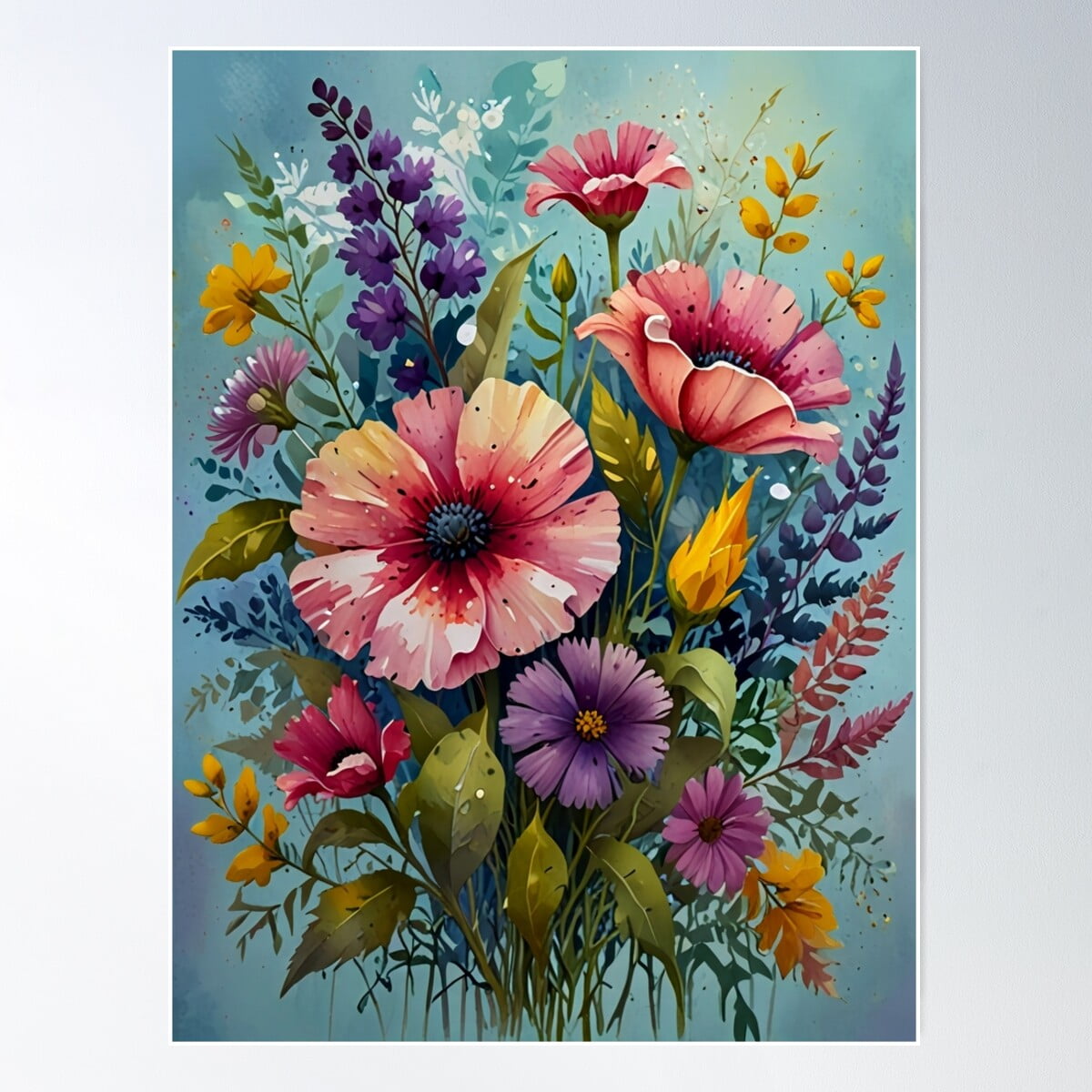 Blooming Harmony Poster Wall Art, Modern Wall Decor For Living Room ...