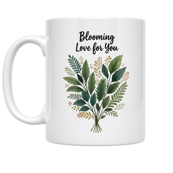 Blooming Heart Joy 11 oz Coffee Mug - For Plant Parents White Ceramic