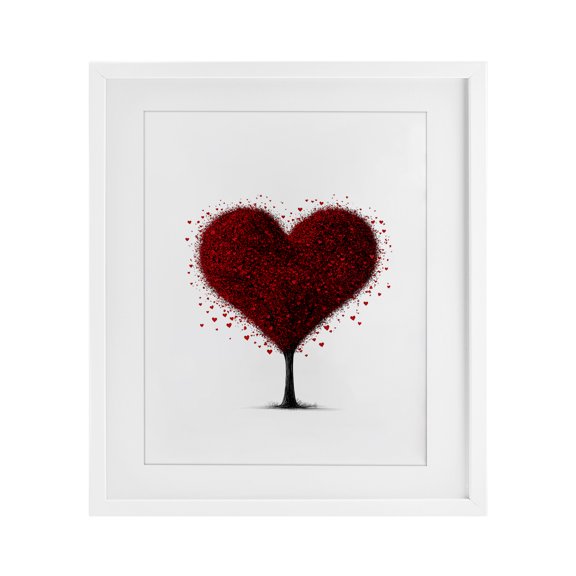 Stupell Industries Blooming Heart Tree White Framed Print Under Glass, design by Christine Simpson Art