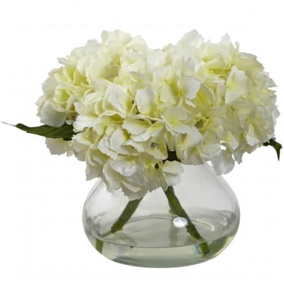 Blooming Hydrangea With Vase - Cream