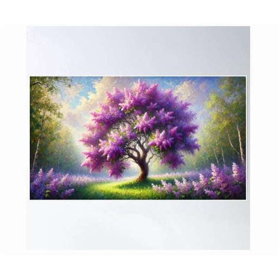 Blooming Lilac Tree Spring Landscape Wall Art Home Decor Office Wall ...
