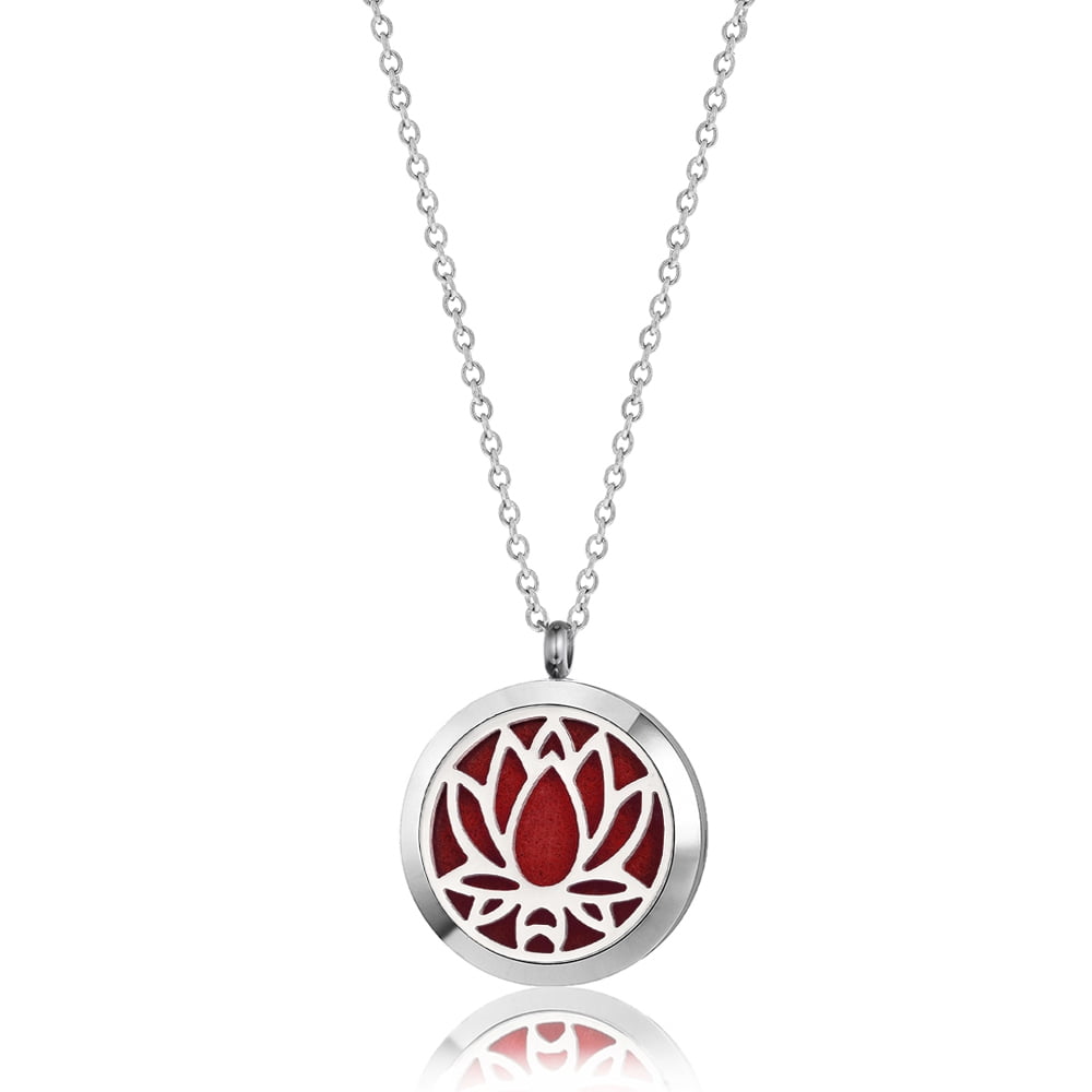 Blooming Lotus Aromatherapy Necklace Jewelry for Women Essential Oil Diffuser Necklace with Gift Box