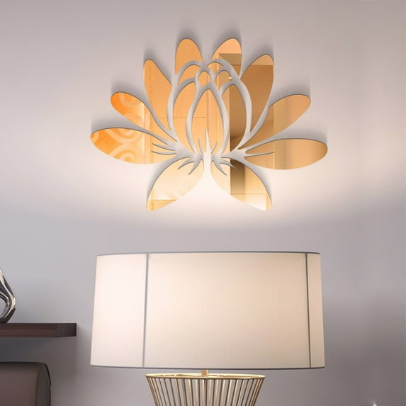 Blooming Lotus Flower Acrylic Mirror Wall Sticker Set DIY Decal Home Mural Decor