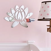 Blooming Lotus Flower Acrylic Mirror Wall Sticker Set DIY Decal Home Mural Decor